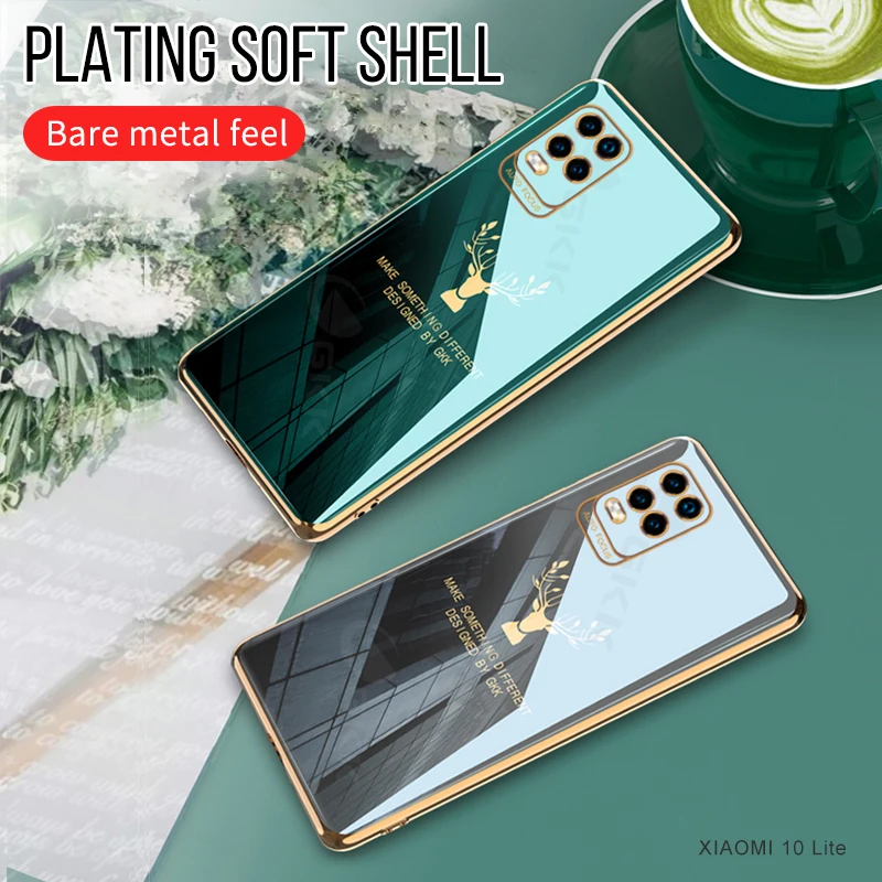 

GKK Luxury Plating Pattern Elk Soft Case For Xiaomi Mi 8 9 10 10T 11 Pro Lite Case Anti-knock With Film Protective Cover Fundas