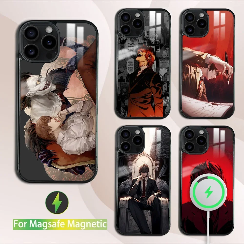 Anime D-Death Note Yagami Phone Case For iPhone 16 15 14 13 12 11 Pro Max Plus Mini Magsafe Mirror Wireless Magnetic Cover