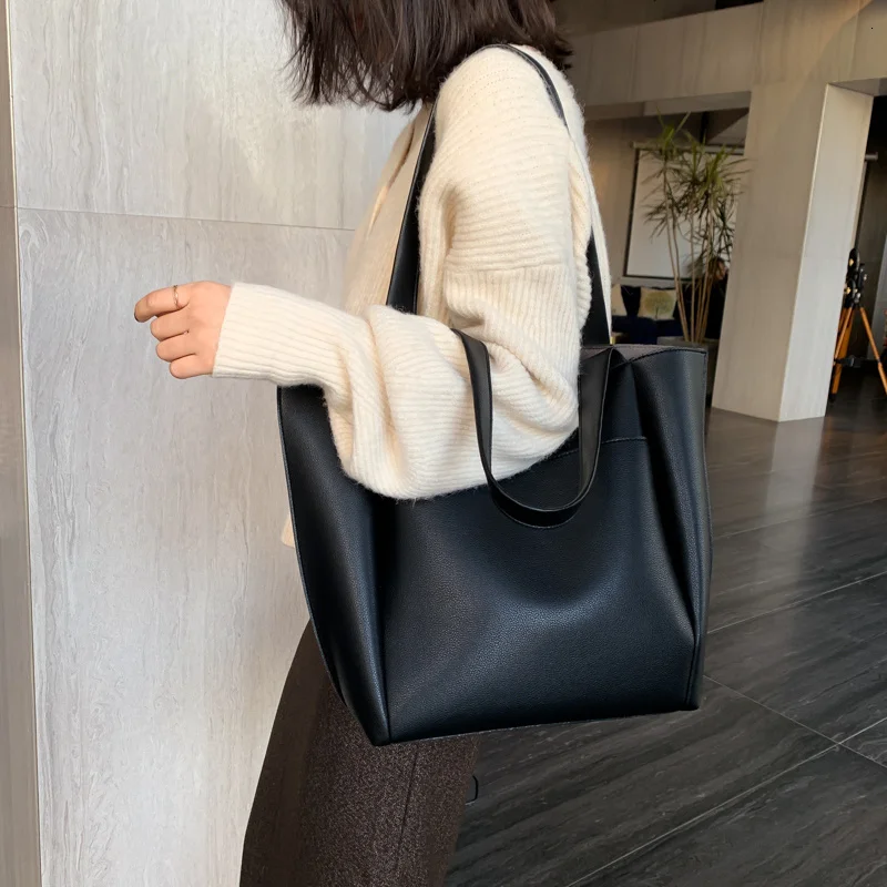 

High Quality PU Leather Shoulder Bags Hot Sale Large Women's Bag Ladies Wild Bags Sac A Main Femme Large Capacity Shoulder Bags