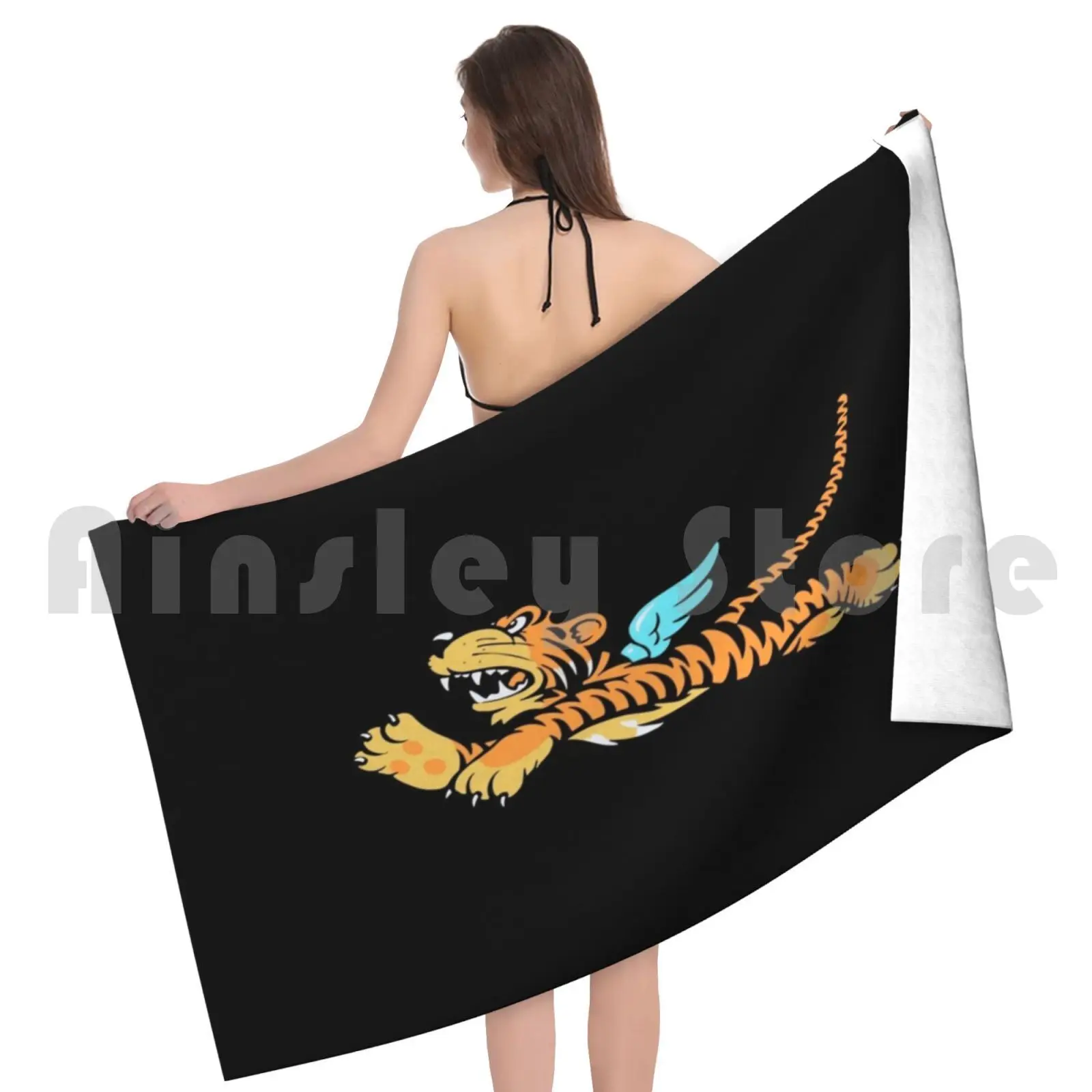 Flying Tigers Wwii Logo Bath Towel Beach Cushion Squadron Usaac Ww2