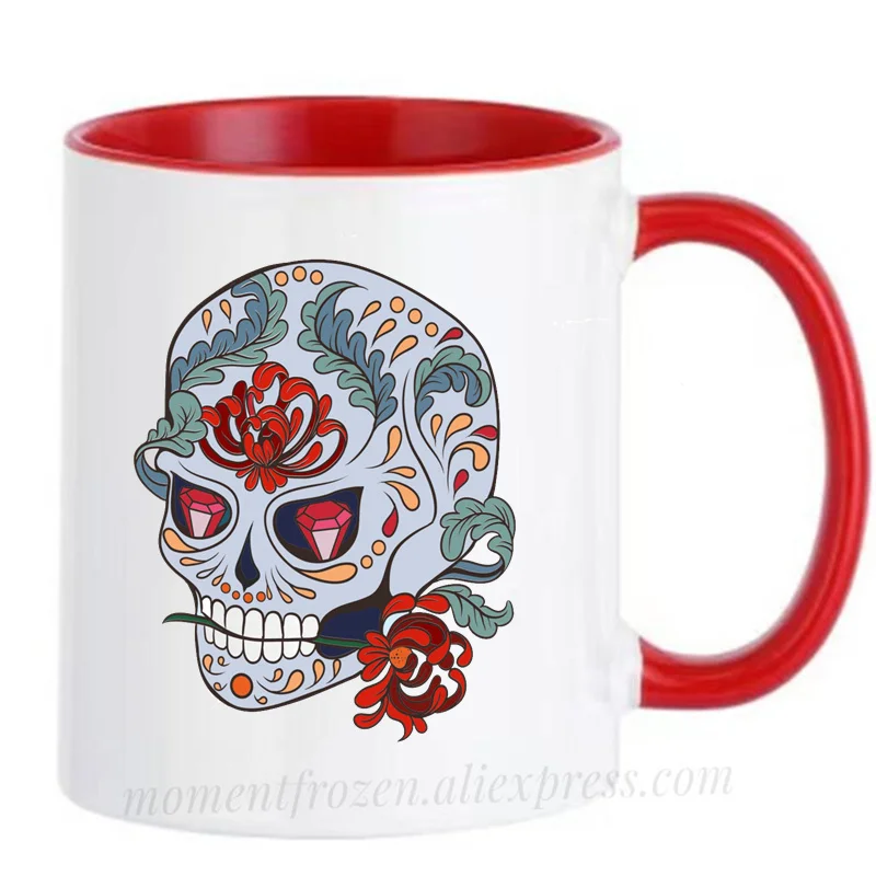 

Halloween Gifts Mexican Skull Mugs Tea Milk Cocoa Coffee Mugen Art Artist Travel Cup Drinkware Tableware Coffeeware Home Decal