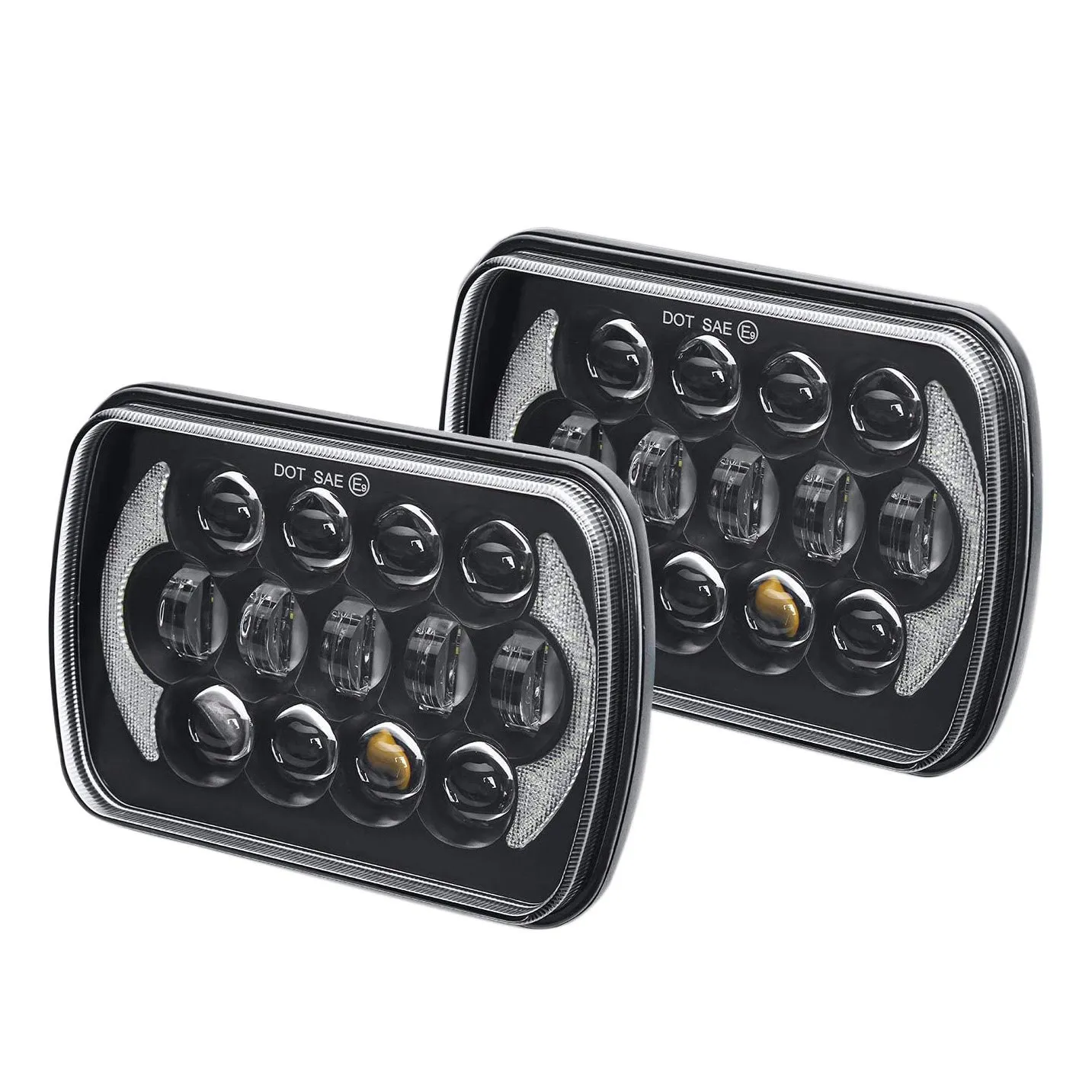 

1 Pair Rectangular Sealed Beam LED Headlight with High Low Beam Turn Signal for Jeep Wrangler YJ Cherokee XJ