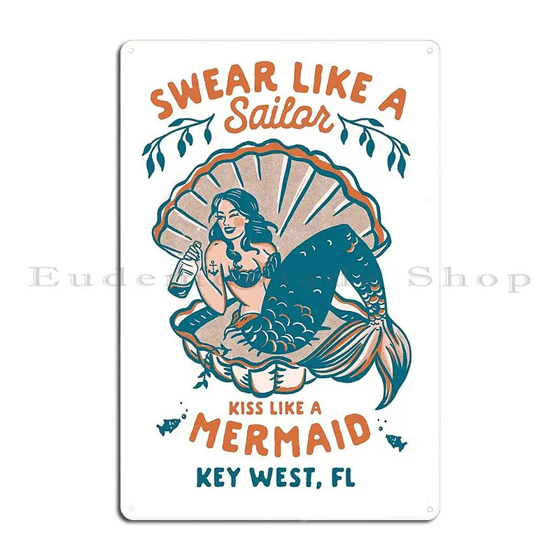 Забавная Ретро винтажная Русалка как Сейлор Кей Запад Флориды металлическая