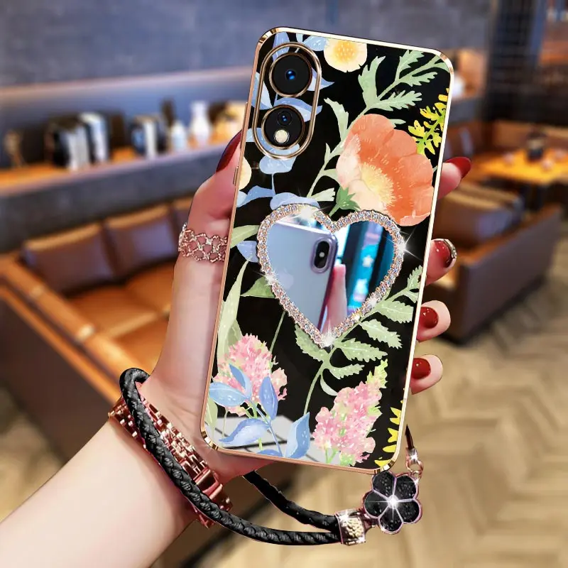 Фото Чехол для телефона A38 Magic Flower Bracelet Plating для Oppo A38 A32 A57E A57 A55 A54 A60 F25Pro F19Pro A58 A94 A54S A83 A77 A53 Cover №3