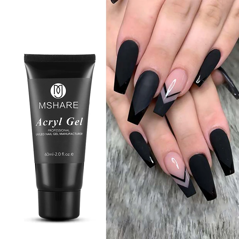

HEALLOR Acrylic Gel Black 60ml Poly Builder Crystal Gel Tips Nails UV Builder Nail Extension