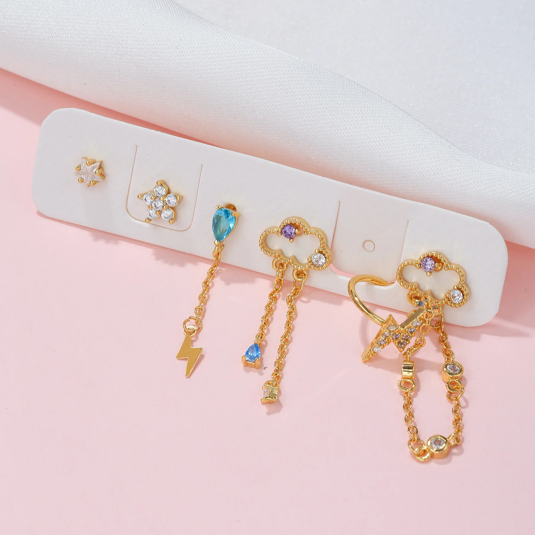 Новинка винтажные медные позолоченные серьги-кисточки с облаком молния облако