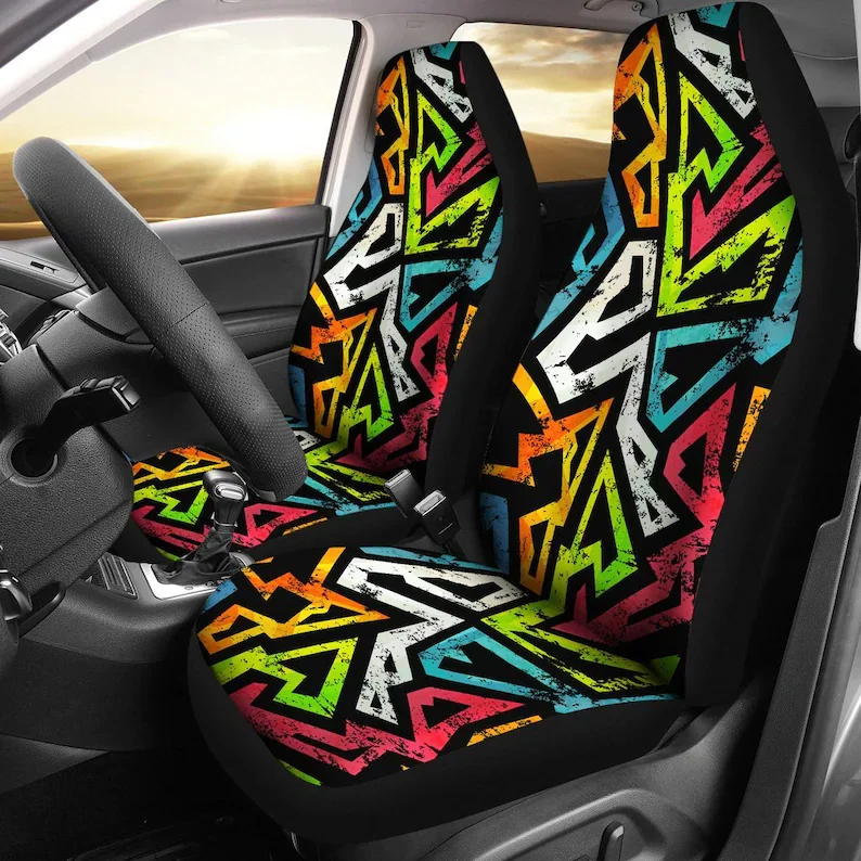 

Colorful Yellow Red Orange Abstract Art Car Seat Covers Pair, 2 Front Seat Covers, Car Seat Protector, Car Accessories