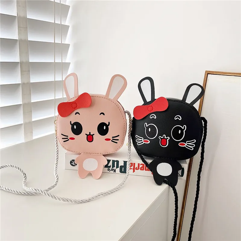 

PU Leather Kids Crossbody Bags Lovely Cartoon Rabbit Baby Girls Small Shoulder Bag Boys Children's Coin Purse Round Handbags