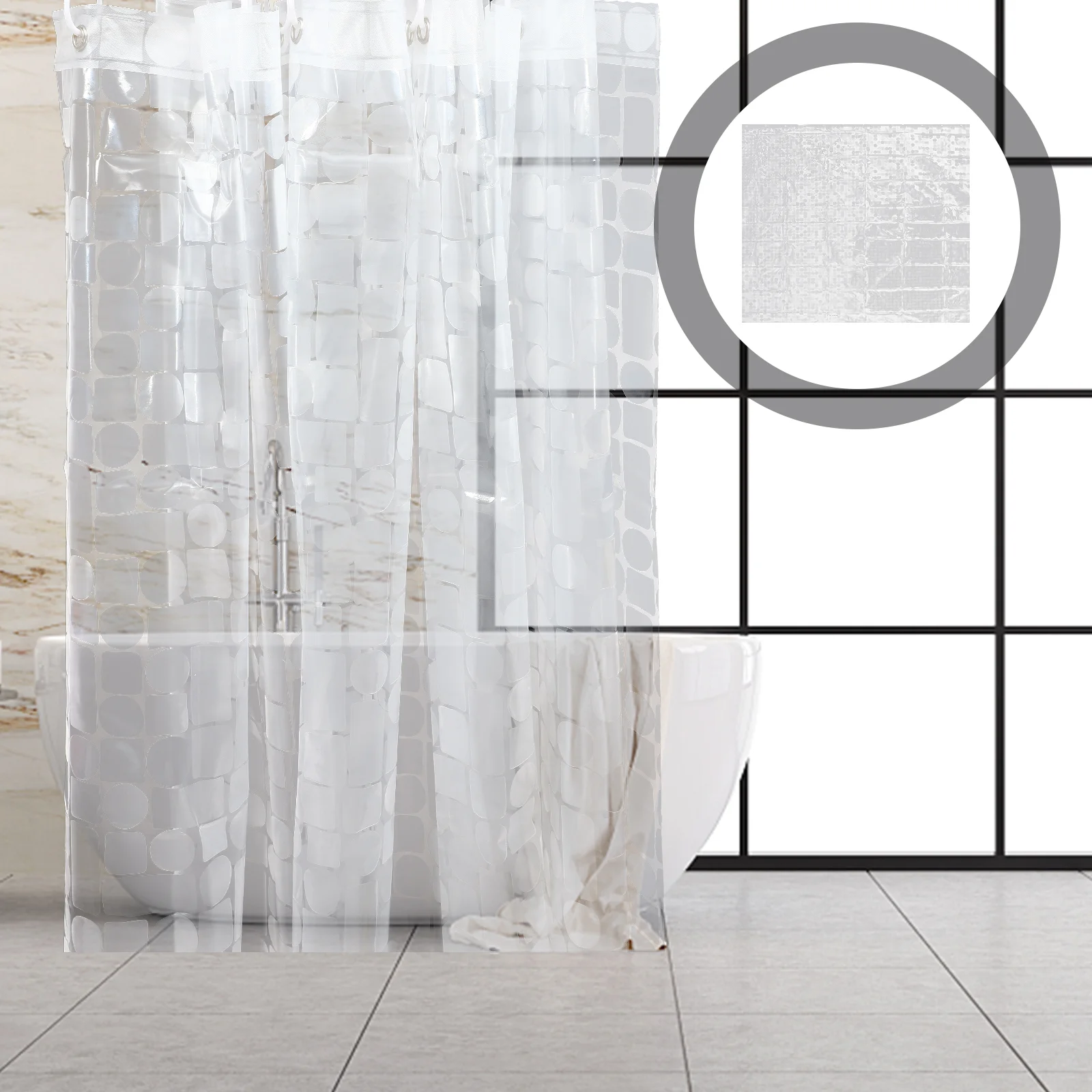 

1 set of Curtain Bathroom Curtain Waterproof Partition Curtain with Hooks