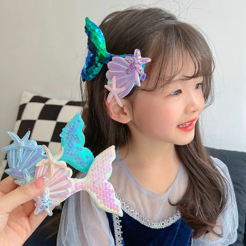 

Toddler Girls Hair Clips Hair Accessories Pretty Hairpins Children Hair Clips Mermaid Tail Hairpin Baby Cute Cartoon Headdress