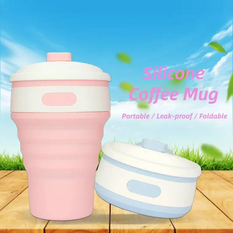 

New Silicone Folding Cup 370ml Outdoor Sports Retractable Mug Camping Goodies Coffee Mug Hot & Cold Available Water Bottle