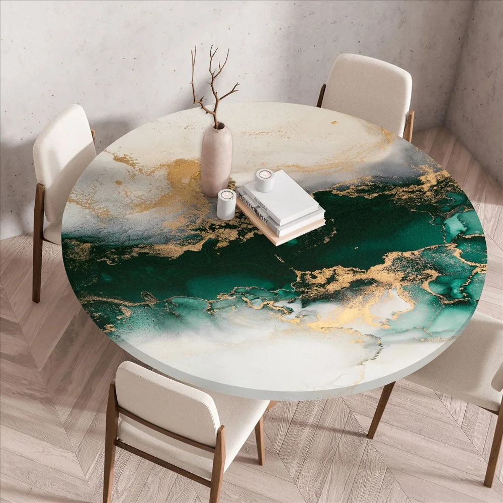 Зеленое золото блестящая черная мраморная скатерть с камнем абстрактная