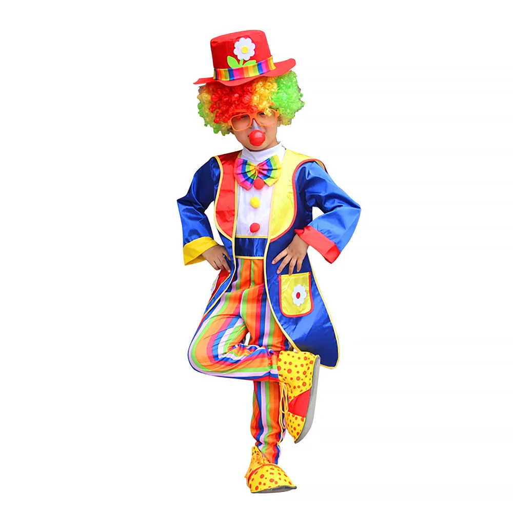 

Blue Striped Clown Suit Parent-child Halloween Party Dress Up Games Clothes Boys Circus Fancy Suit High-quality Hotsale