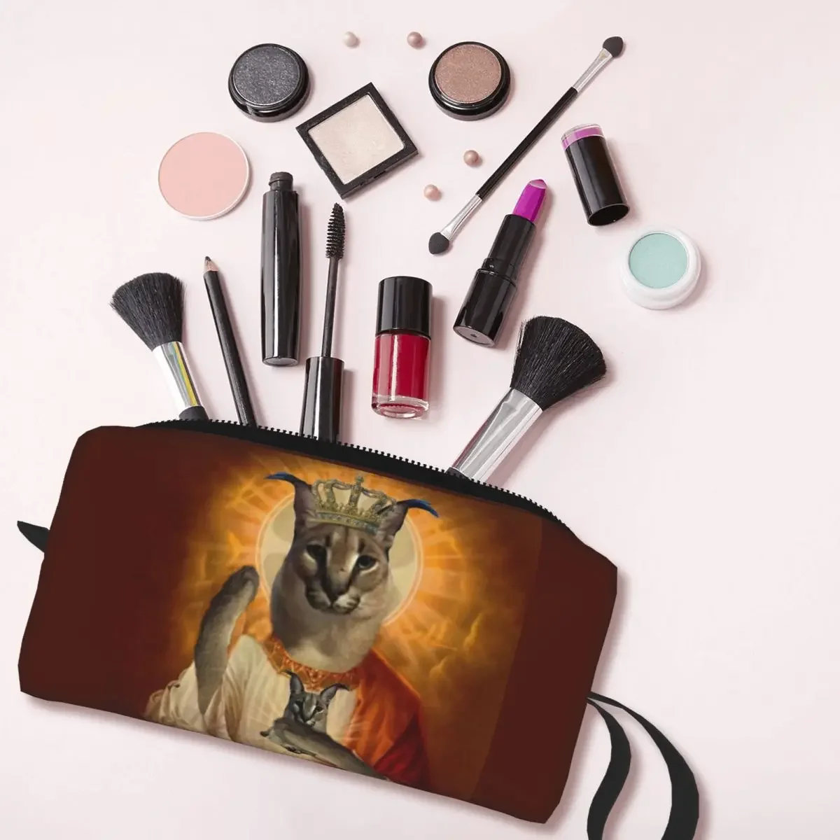 Большая косметичка Иисус Сен мем Floppa женский косметический Органайзер для