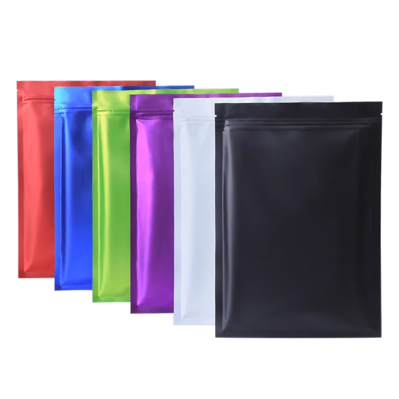 

100 PCS Colorful Aluminum Foil Ziplock Flat Bottom Mylar Bags Top Feed Foil Zip Lock Food Pouch Tea Pouches,Food Storge Bag