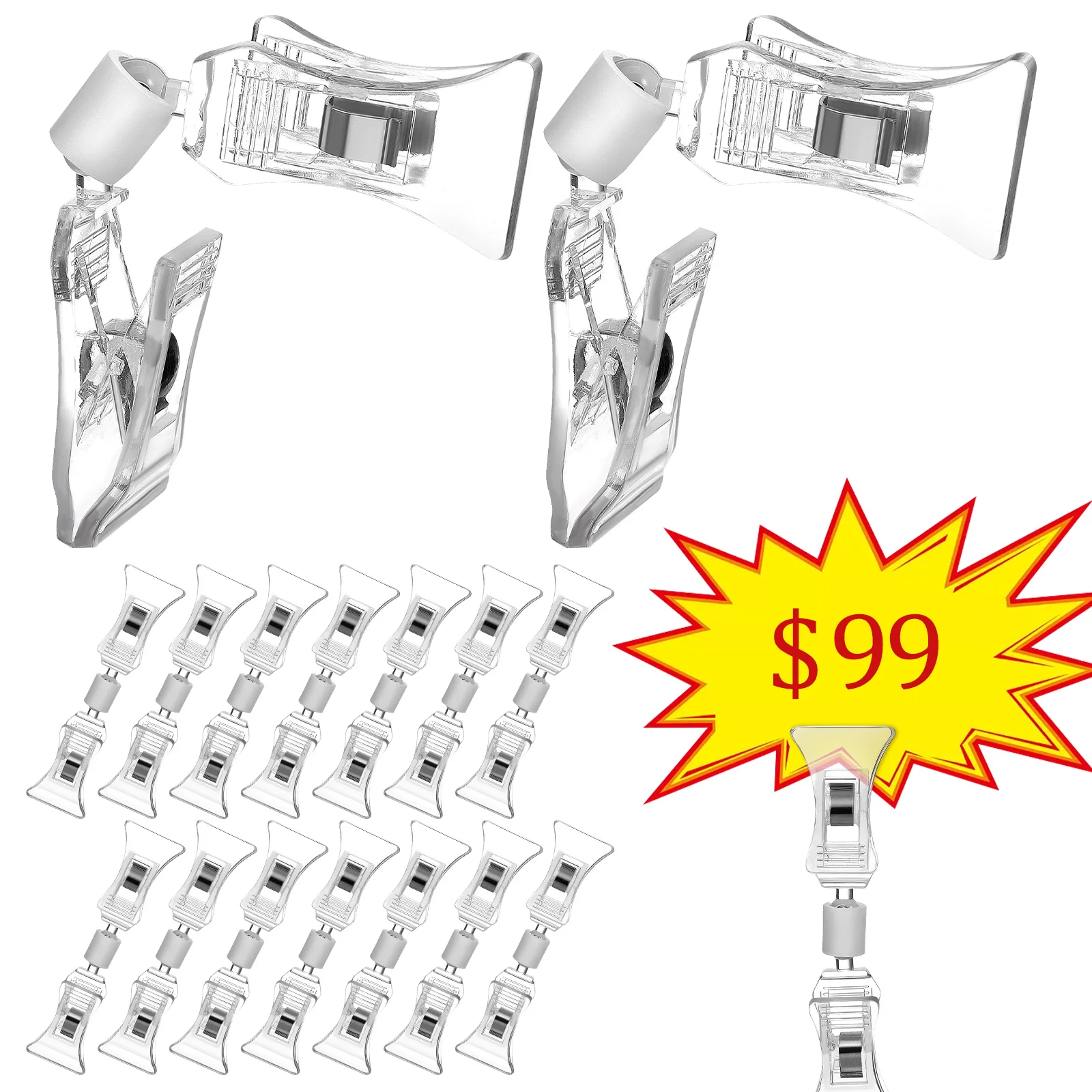 20 Pcs Clip Signs Sale For Retail Store On Price Tag Holder Plastic Clips Double Sided Head