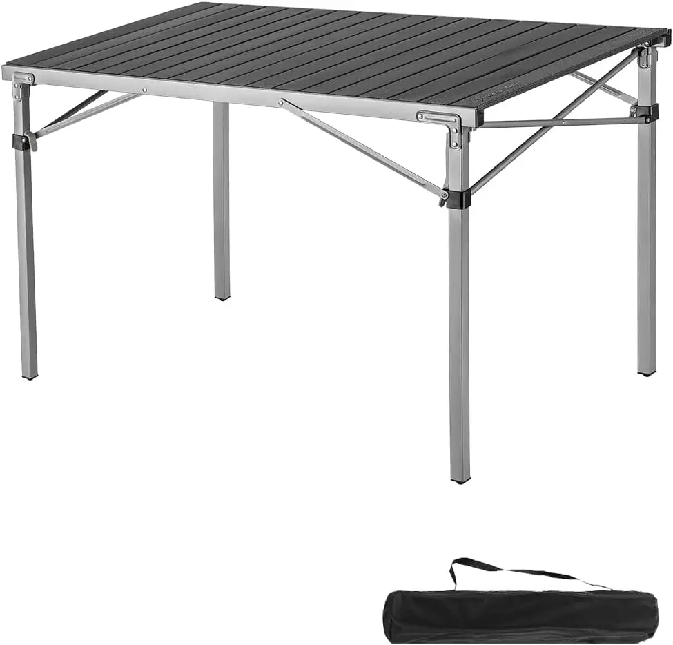 

Roll up Compact Folding Camping Table, 42.1"× 27.6"× 27.6", Silverblack