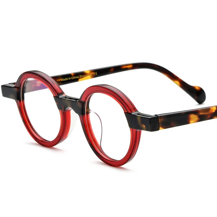 

New Arrives Color Matching Round Vinatge Acetate Reading Glasses Frames High Quality Myopia Prescription Eyeglasses Frame Men