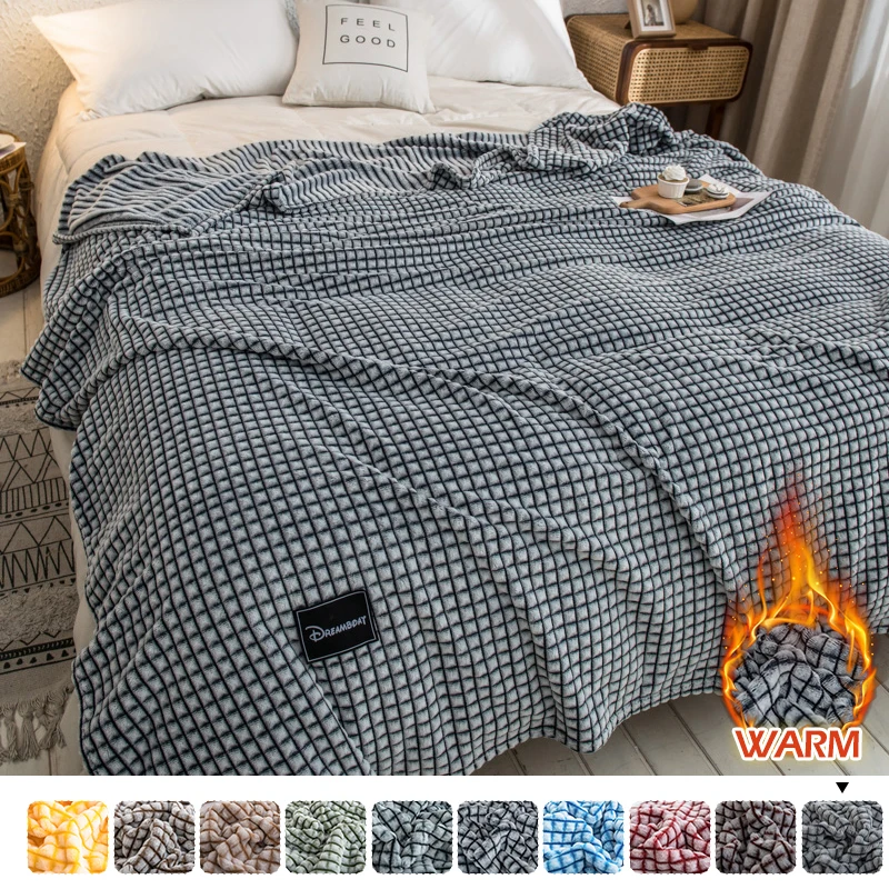 

2022 New Milk Fleece Blanket Cut Flowers Solid Color Winter Warm Air Conditioning Nap Blankets Coral Fleece For The Bed 220 230
