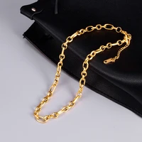 fashion titanium with 18k gold plated minimalist literary chain necklaces for women irregular texture valentines day jewelry