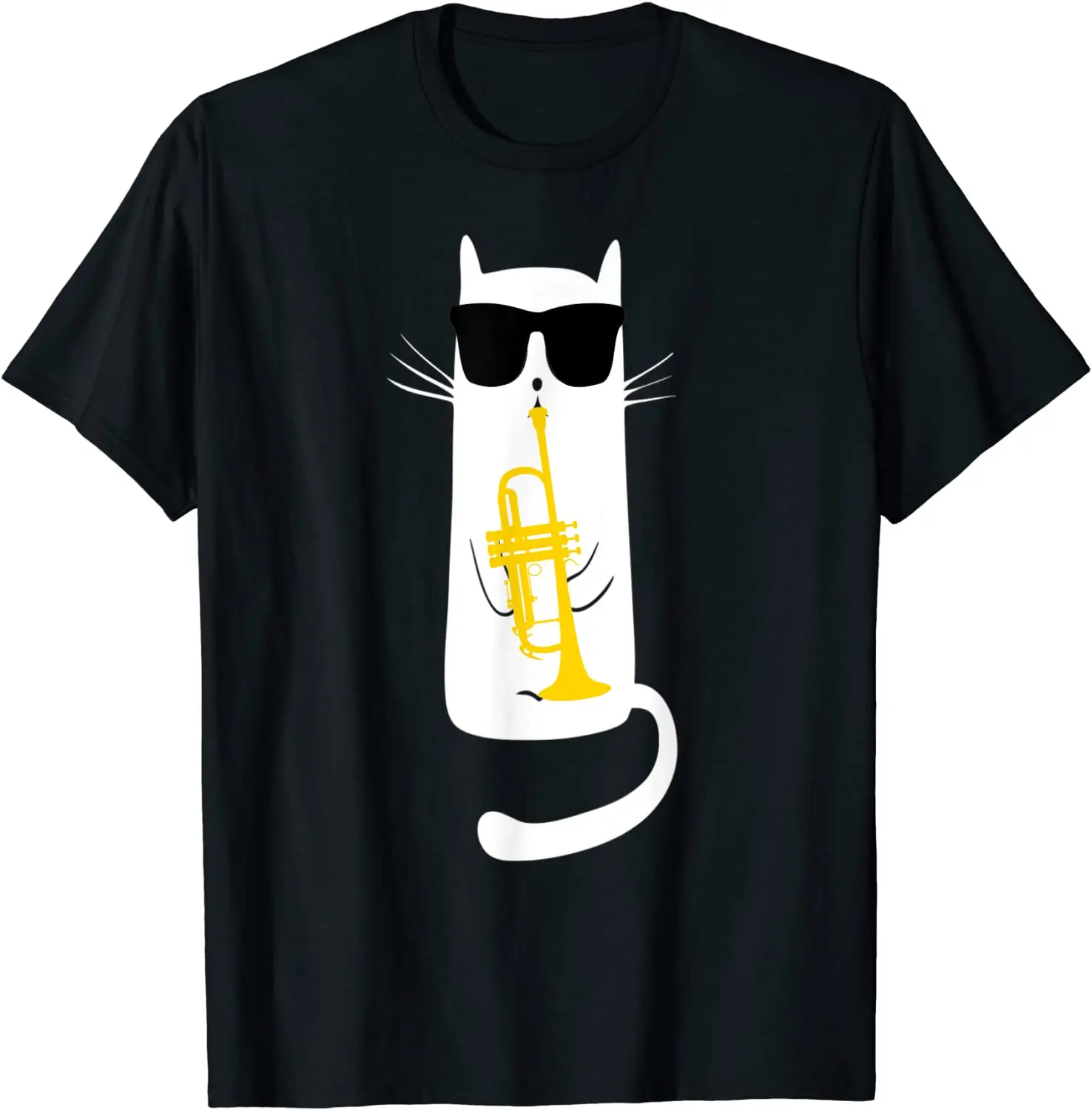 

Funny Cat Wearing Sunglasses Playing Trumpet T-Shirt