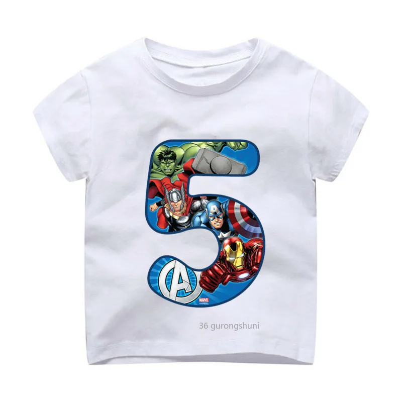 

2022 Cute Happy Birthday Gift Number 2-9 T-shirt Cartoon T Shirt for Girls/boys T-shirt Kids Clothes Graphic Summer Tops