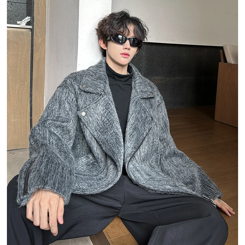 [OIMG] осенне-зимняя новая однотонная повседневная шерстяная куртка на молнии