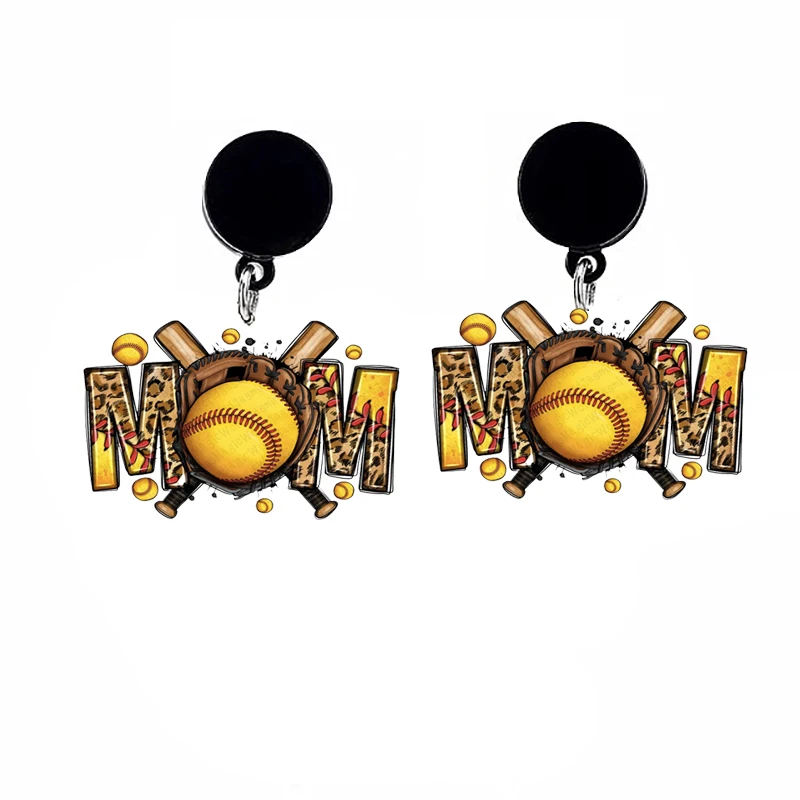 

Акриловые подвески в виде бейсбольной мамы, висячие серьги из эпоксидной смолы, Спортивные акриловые серьги для влюбленных, мамы, девушек, в...
