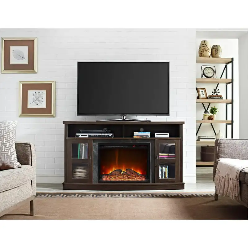 

Fireplace Console with Glass Doors for TVs to 60"