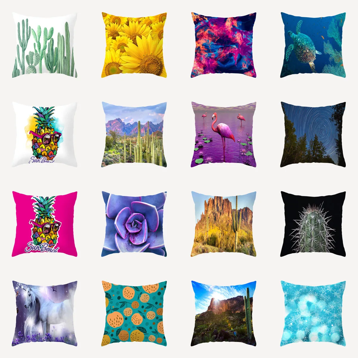 

ZHENHE Modern Flower Cactus Pattern Square Pillow Cover Double Sided Printing Cushion Cover for Bedroom Sofa Decor 18x18 Inch