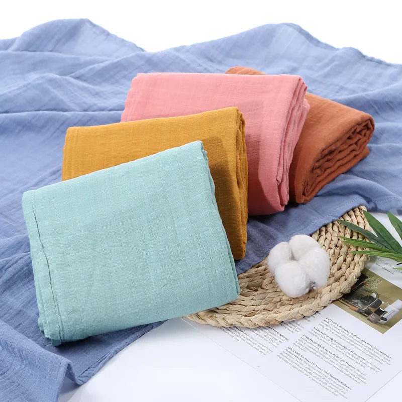 

【 Swaddle 】120*120 cotton Plain color Wrap Towel Baby double gauze hold quilt cover blanket