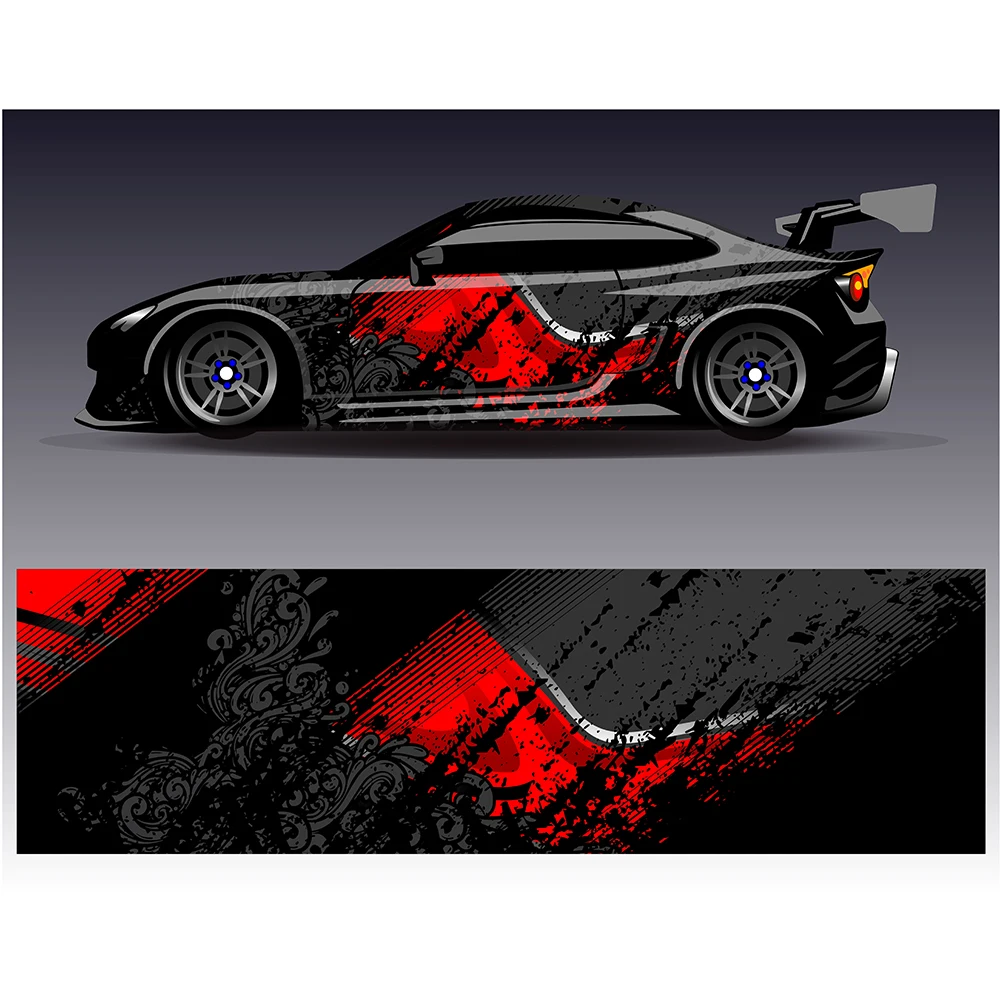 Абстрактная изогнутая полноразмерная гонка RV графические наклейки виниловая