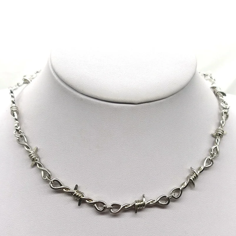 

Small Wire Brambles Iron Unisex Choker Necklace Women Hip-hop Gothic Punk Style Barbed Wire Little Thorns Chain Choker Gifts