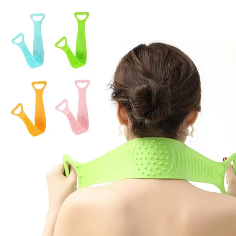 

Silicone Gel Scrub Bath Brush Strip Massage Back Rubs Bathing Tape Long Back Rubbing Sided Silicone Scrub Body Skin Bath