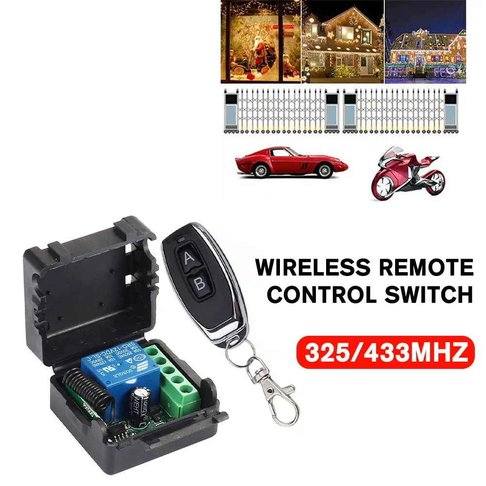 

Universal Wireless Remote Control Switch 433Mhz DC 12V 433 Relay Mhz Module Transmitter RF Controls Remote 1CH Receiver F7I6