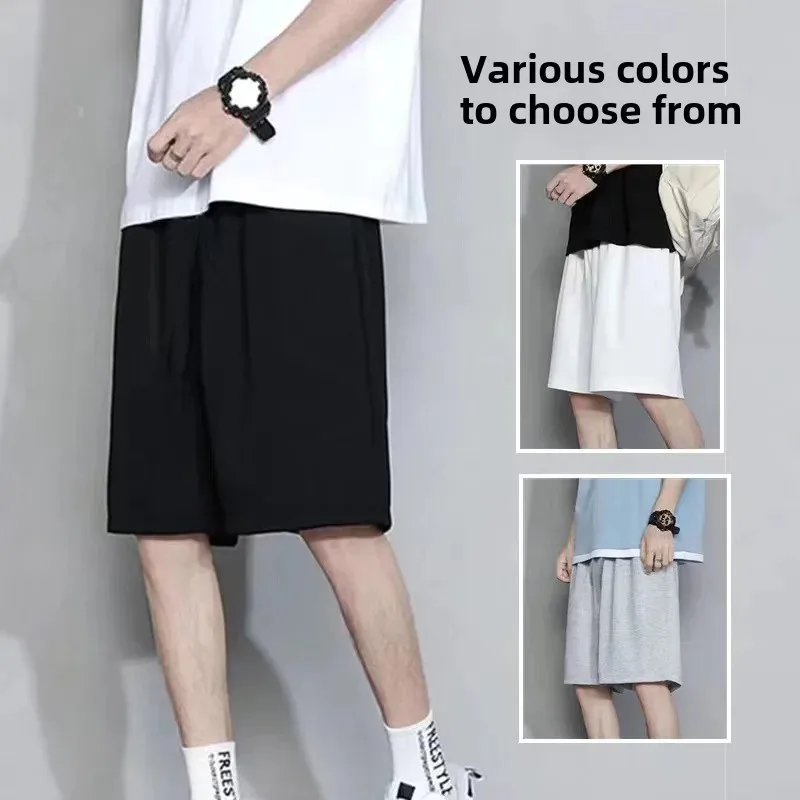 Модные однотонные повседневные спортивные шорты свободного кроя для мужчин