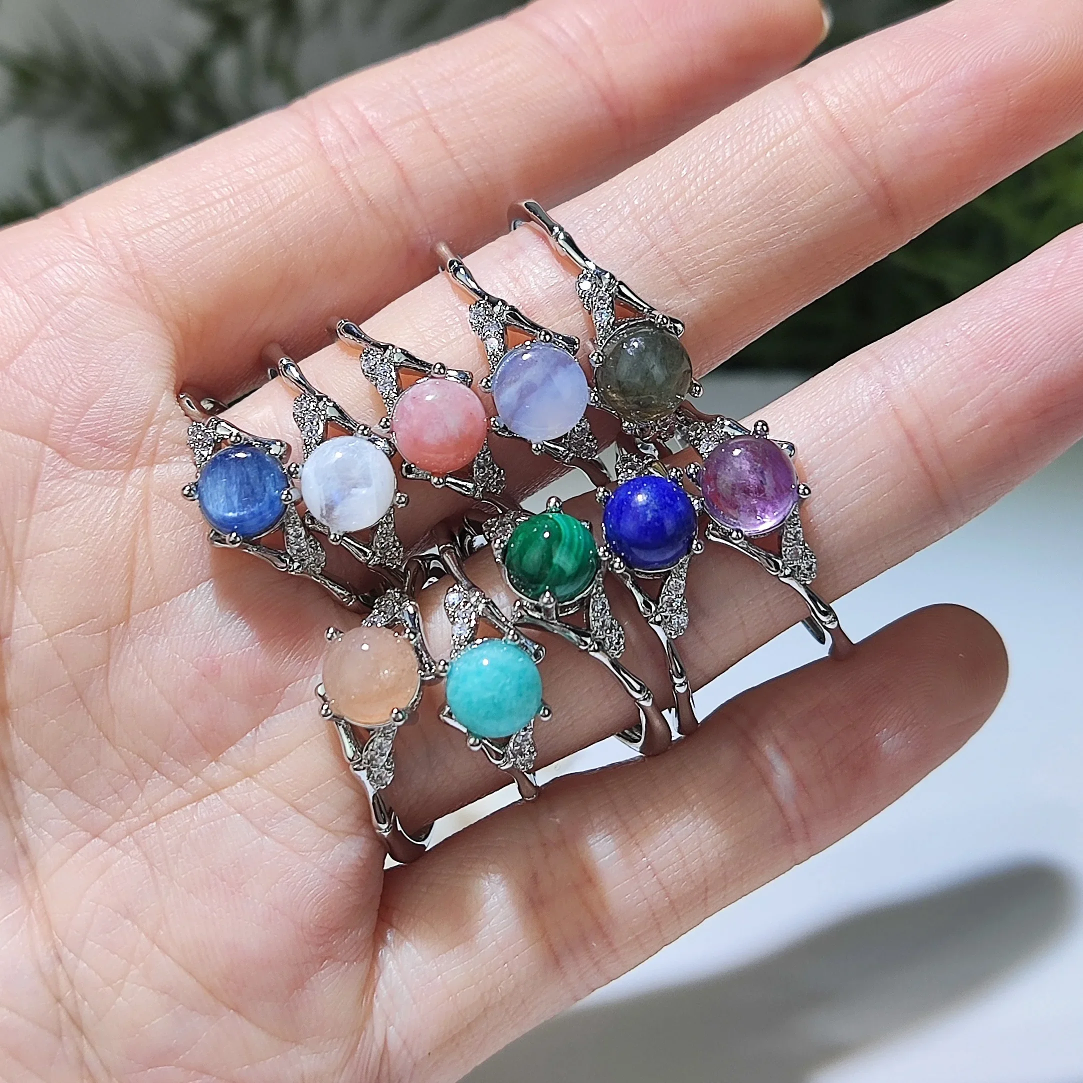 Минималистичное круглое кольцо с драгоценным камнем лечебное кристаллом для нее