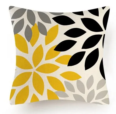 New Arrival Yellow Abstract Geometry Pillow Cases Kaleidoscope Flower Leaf Cover Garden Car Sofa Decor Pillowcase 45x45 |