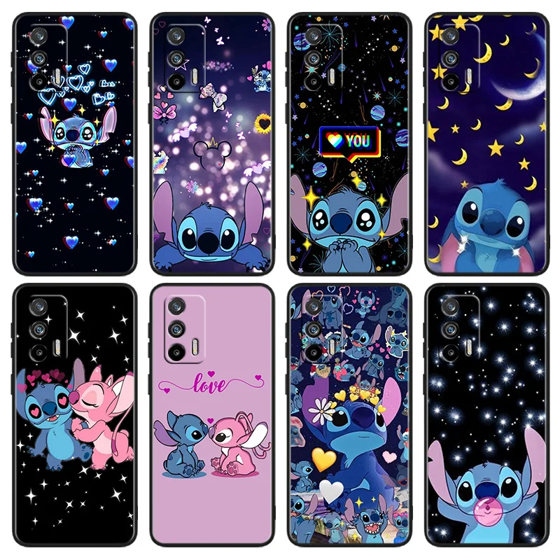 

Cute Anime Stitch Phone Case For OPPO Realme Q5i Q5 Q3S 10 9i 8i 7i 6 5 Narzo 50i 50A 50 30 Pro Plus Black Cover