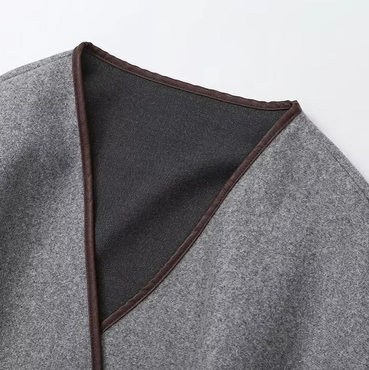 2024 новая женская модная элегантная шерстяная куртка с v-образным вырезом