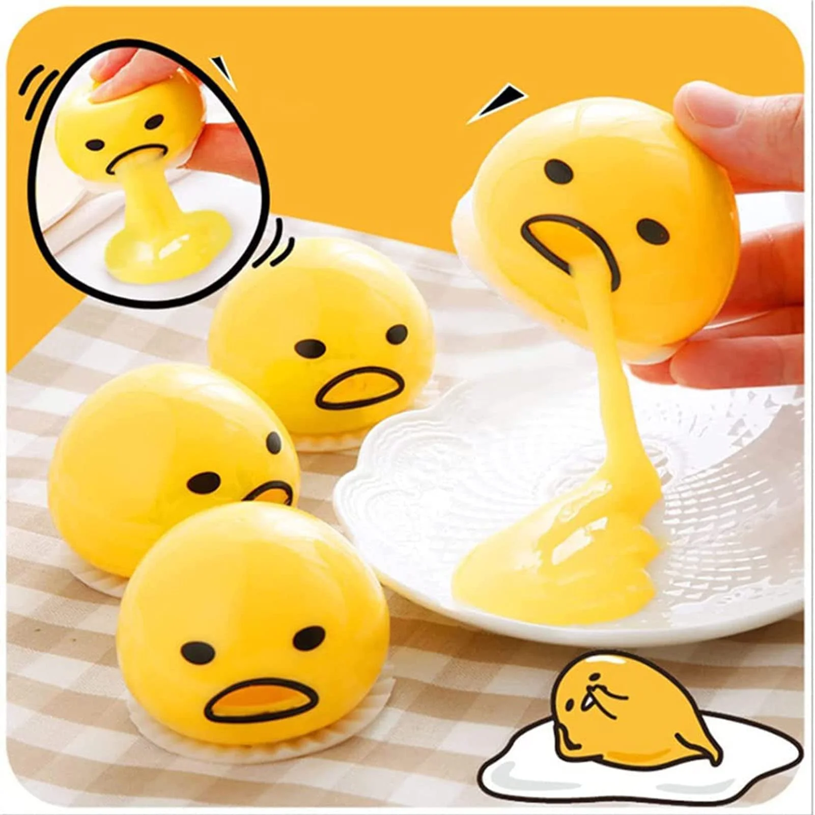 

Multifunctional Sucking Vomiting Lazy Squishy Puking Eggs Decoration Vomiting Disgusting Egg Yolk Ball Prank Toy Party Adornment