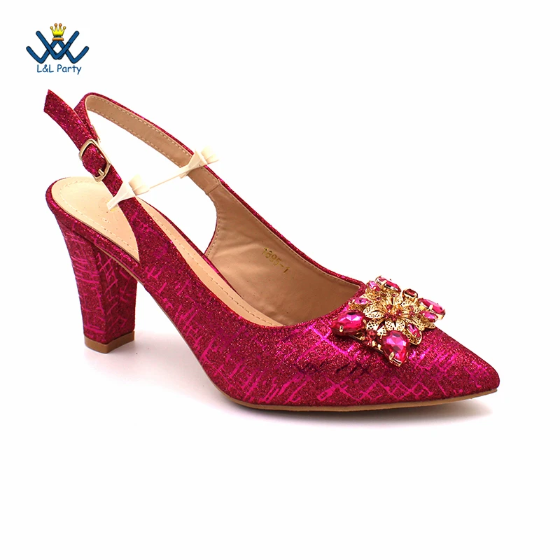 2024 New Arrivals Fuchsia Color Italian Design Shoes Matching Bag Set Mature Style African Ladies Pumps for Dress