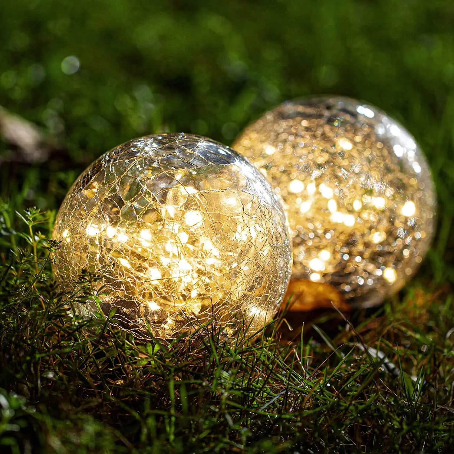 

LED solar lawn lights garden patio decorative buried lights Christmas outdoor glass ball cracked ground insert lights