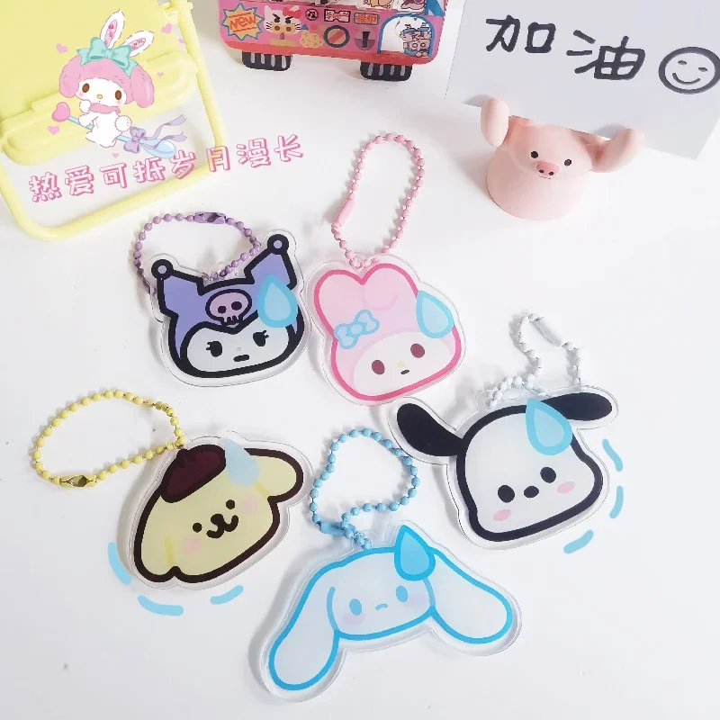 

Charms Pachacco Keychain New Funny Sweating Anime Cartoon Kuromi Acrylic Bag Pendant Girlfriend Gift My Melody Y2k Accessories