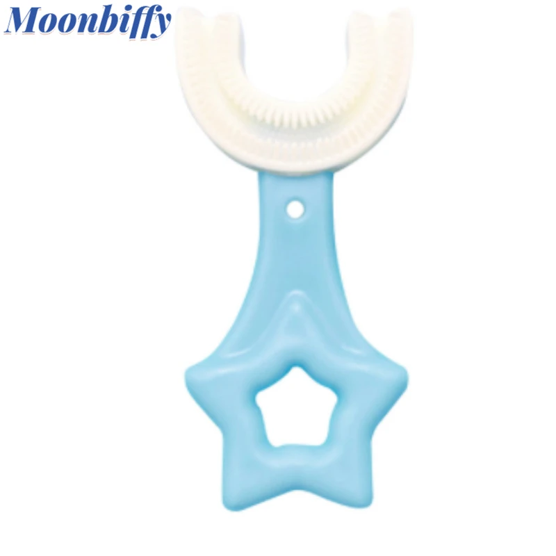

Aged 6-12 Children's Toothbrush 360 Degree U-shaped Baby Toothbrush with Handle Silicone Oral Care Cleaning Brush for Children