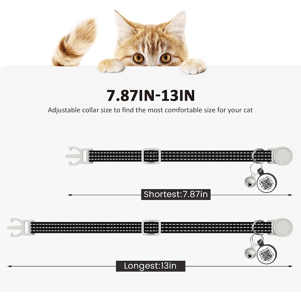 Ошейник для кошек с идентификационной биркой QR-кода и именем звонка Аксессуары