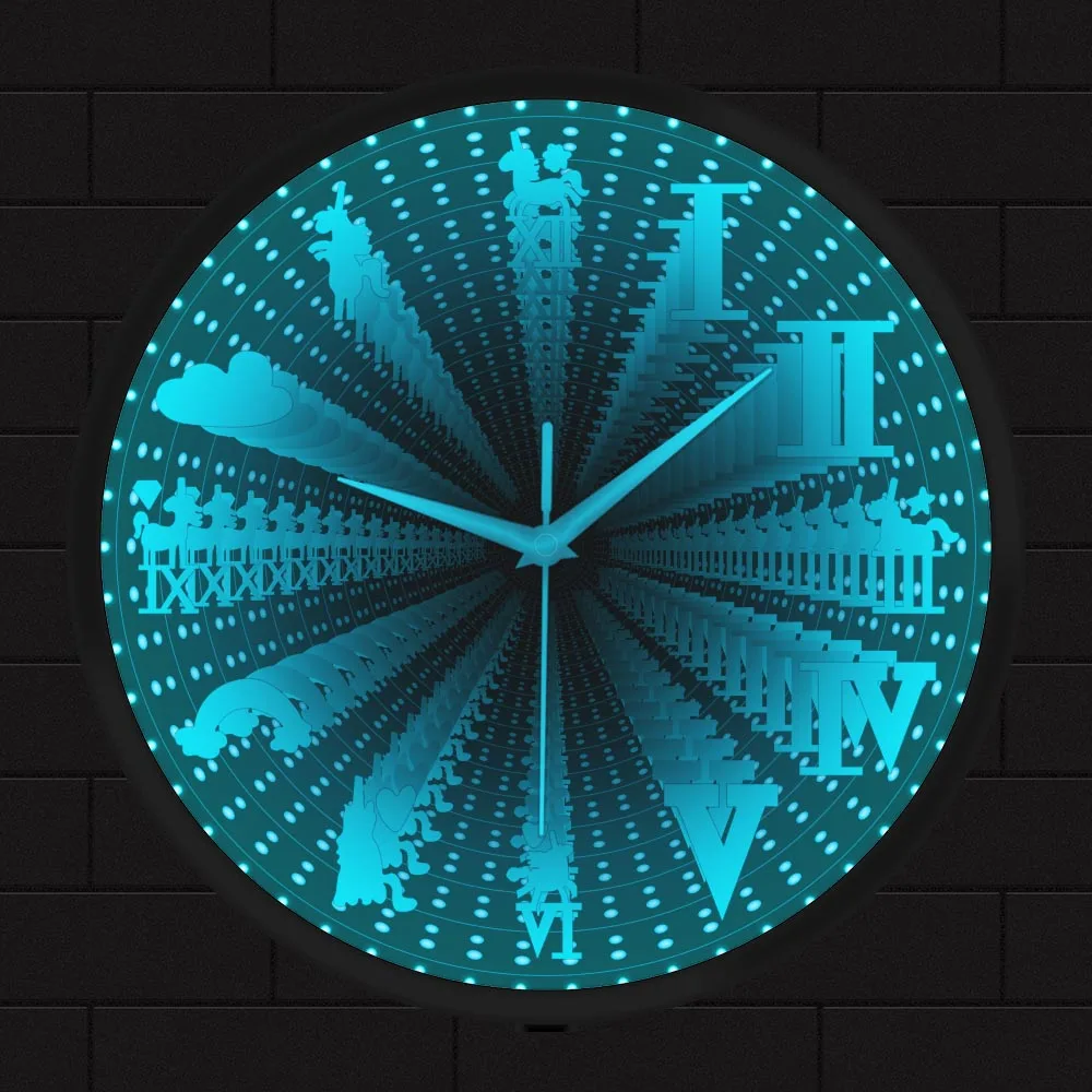 

Rainbow Unicorn Interstellar Infinity Mirror LED Light Wall Clock Fantasy Home Decor Magical Horse Nightlight Clock Glow In Dark