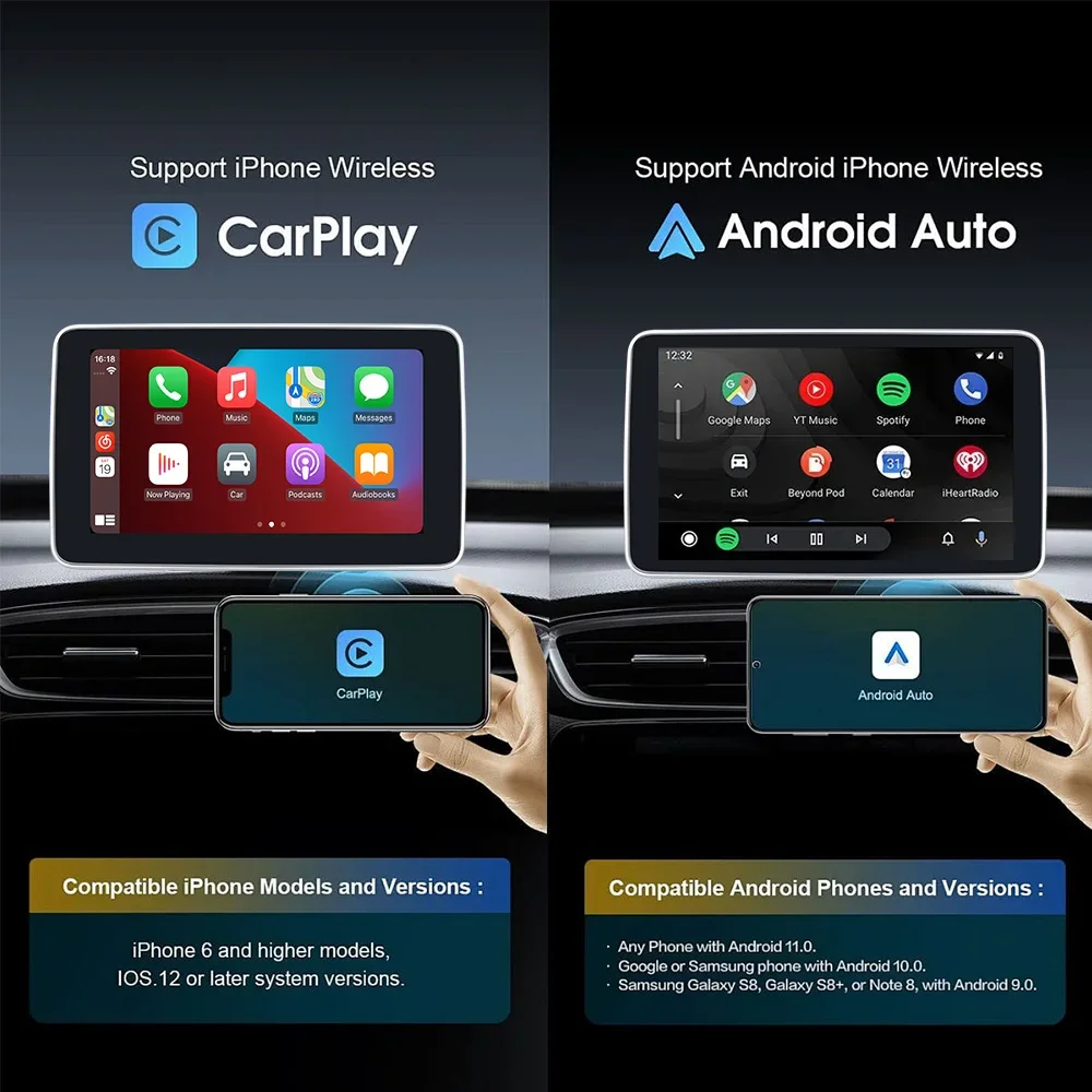 Автомобильный радиоприемник беспроводной мультимедийный видеоплеер CarPlay Android Auto
