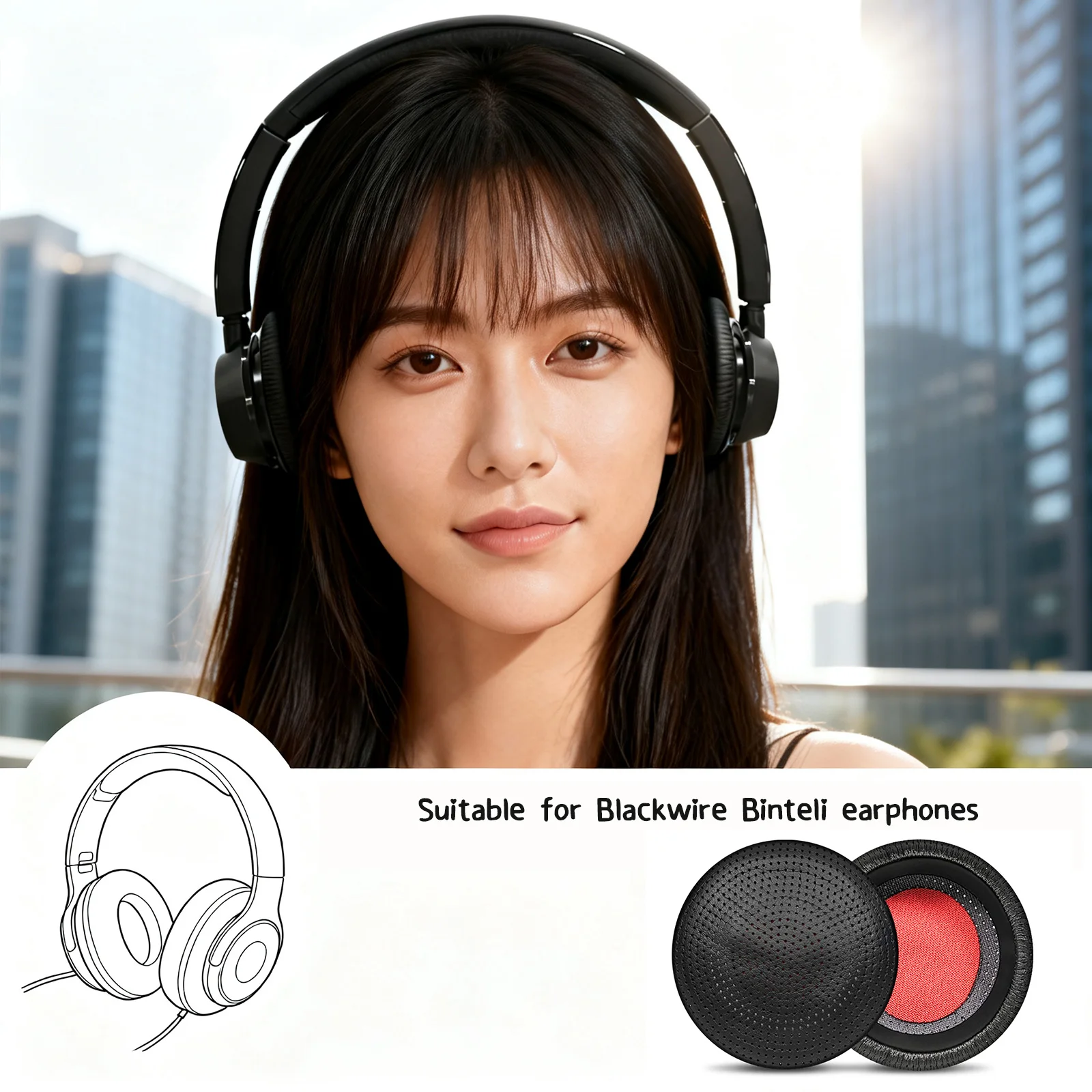 Сменные амбушюры для гарнитур Plantronics Blackwire C3225, C3215, B825, C510: дышащие перфорированные кожаные подушечки (art.: 3920db772d13e) - 3920db772d13e