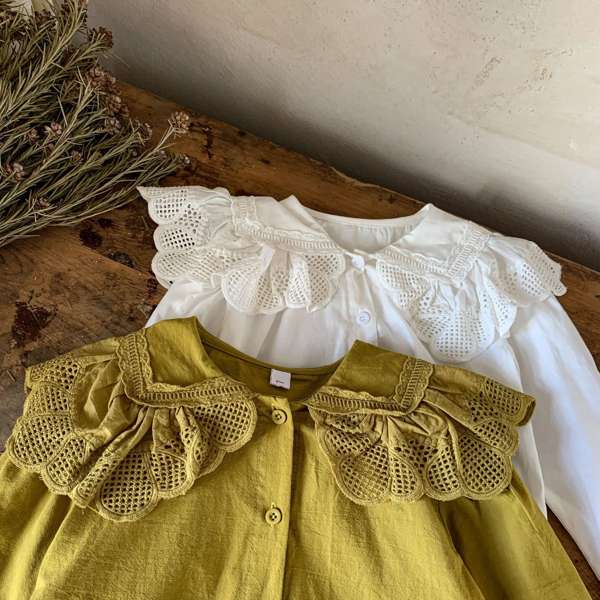 

Baby Girls Cotton Blouse 2023 Spring Autumn Children White Long Sleeve Shirts Kids Tops With Collar Toddler Clothes 2 To 7 Years